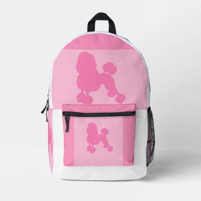 Mochila Impresa Cachorro Blanco Y Rosa (Anverso)
