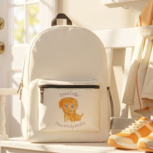 Mochila Impresa Cachorro Dorado Perfectamente Adorable Arte Para N