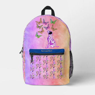 Mochila Impresa Cachorros Dalmacianos Y Mariposas Personalizadas