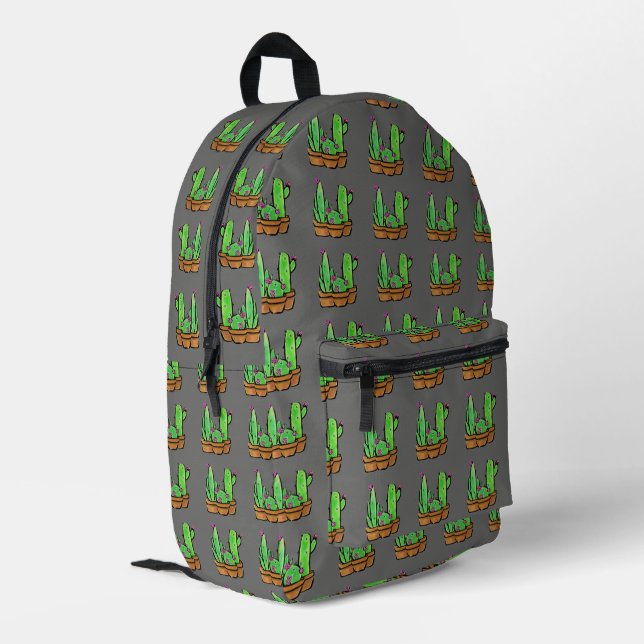 Mochila Impresa Cactus cacti succulum patrón gris (Esquina izquierda trasera)