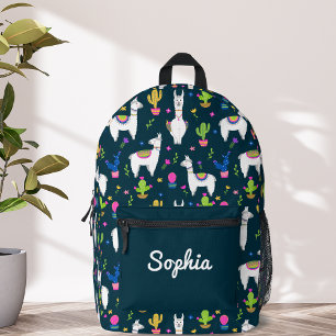Mochila Impresa Cactus de Alpaca Colorido y Lindo Nombre Personali