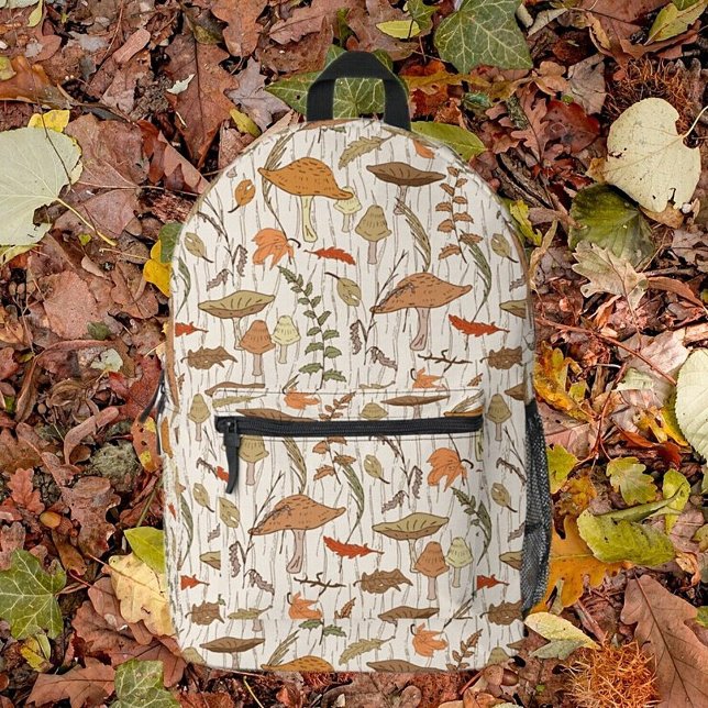 Mochila Impresa Caer hongos y hojas - patrón sin fisuras. (Subido por el creador)