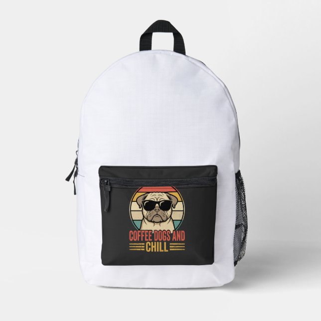 Mochila Impresa Café Perros y Pug Retro Chill (Anverso)