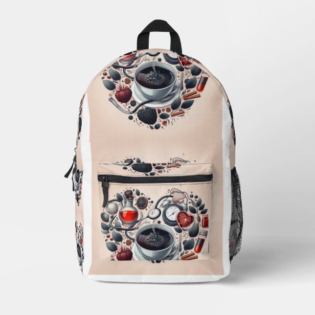 Mochila Impresa Cafetería en forma de corazón Cosmopolita (Anverso)