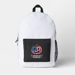 Mochila Impresa Calabaza americana Halloween bandera de EE. UU. es