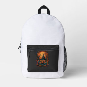 Mochila Impresa Calabaza de Halloween Casa Embrujada Luna Llena Mu