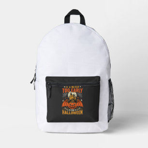 Mochila Impresa Calabaza de Halloween Nunca es Demasiado Temprano