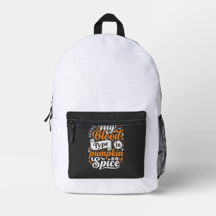Mochila Impresa Calabaza de Halloween Tipo de Sangre Tipografía Re