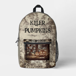 Mochila Impresa Calabazas Asesinas Vintage, Halloween
