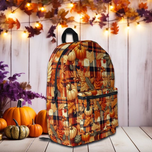 Mochila Impresa Calabazas hojas de arce de arce de otoño águilas d (Subido por el creador)