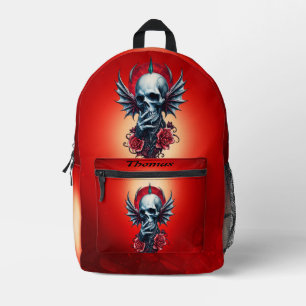 Mochila Impresa Calavera impresionante y realista con alas