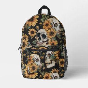 Mochila Impresa Calaveras de Gótico de verano y girasoles tembloro