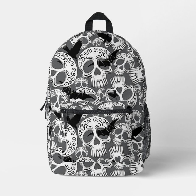 Mochila Impresa Calaveras decorativas de Halloween (Anverso)