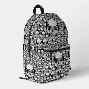 Mochila Impresa Calaveras Muertas Negras Y Blancas De Halloween As