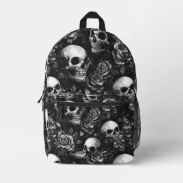 Mochila Impresa Calaveras y Rosas negros
