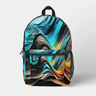 Mochila Impresa Calidez Fundida Paisaje Abstracto Vívido
