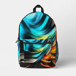 Mochila Impresa Calidez Fundida Paisaje Abstracto Vívido 4