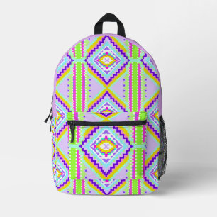 Mochila Impresa Calidoscopio de Sueños Tribales de Neón