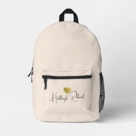 Mochila Impresa Caligrafía de nombre Monograma Corazón