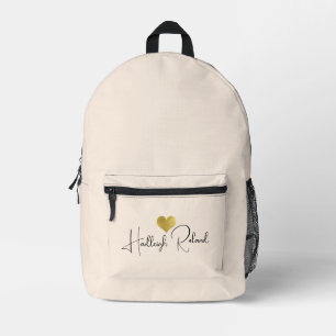 Mochila Impresa Caligrafía de nombre Monograma Corazón