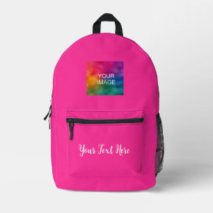 Mochila Impresa Caligrafía Nombre guión texto Color sólido rosa