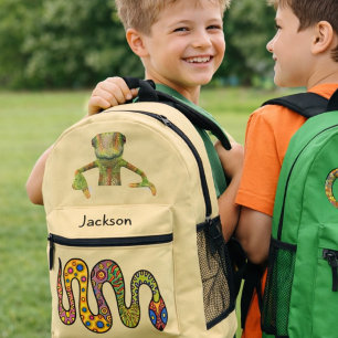 Mochila Impresa Camaleón Serpiente Divertido Personalizado para Ni