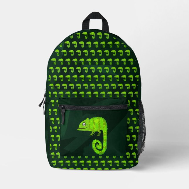 Mochila Impresa Camaleón verde lindo (Anverso)
