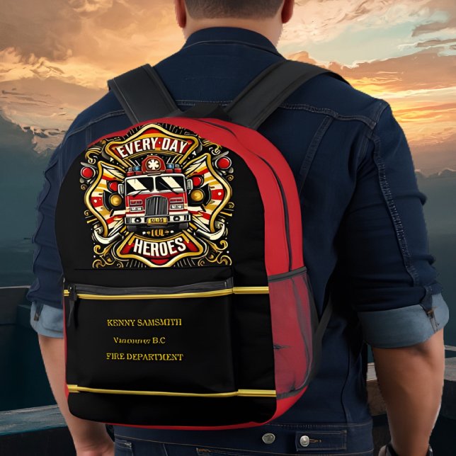 Mochila Impresa Camión de bomberos de héroes cotidianos (Subido por el creador)