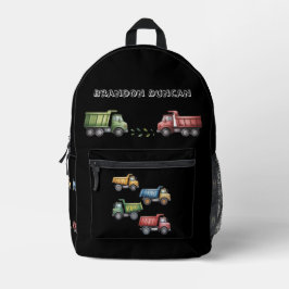 Mochila Impresa Camiones de basurero coloridos en cuarto lugar. Re