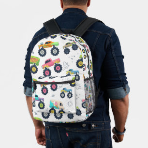 Mochila Impresa Camiones monstruo acuarela para niños