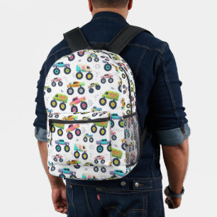 Mochila Impresa Camiones monstruo de acuarela para niños