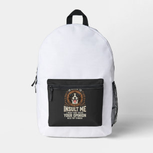 Mochila Impresa Camiseta de perro opinión divertida insulto