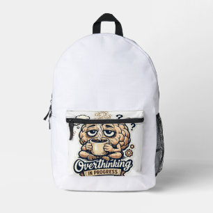 Mochila Impresa Camiseta Divertida Pensando en Exceso en Progreso 