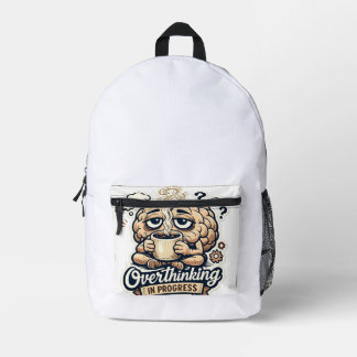 Mochila Impresa Camiseta Divertida Pensando en Exceso en Progreso