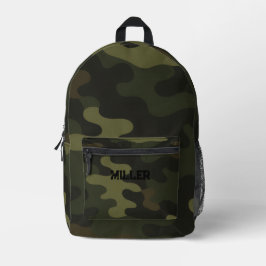 Mochila Impresa Camo Earthy Green Browns Black Accents Moderno