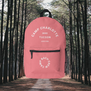 Mochila Impresa Campamento Escudo Camping Rosa Bachelorette