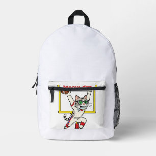 Mochila Impresa Campeón del Tazón Meow-der Gato Fútbol Americano