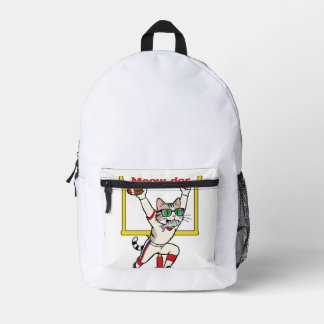 Mochila Impresa Campeón del Tazón Meow-der Gato Fútbol Americano 