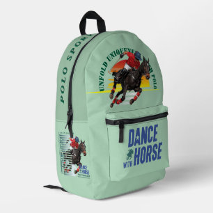 Mochila Impresa Campeonato de Polo Jinete de Equitación Baile con