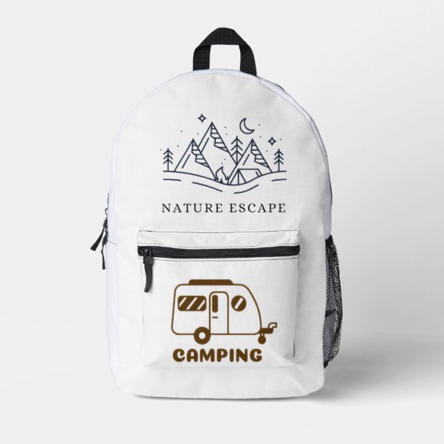 Mochila Impresa Camping Adventure Tent Illustration – Outdoor Natu (Anverso)
