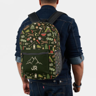 Mochila Impresa Camping Senderismo Campsite Monograma Estampado