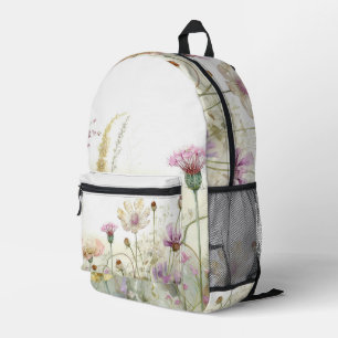 Mochila Impresa Campo acuarela de flores silvestres