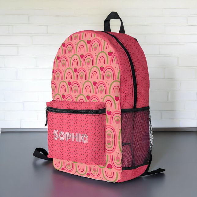 Mochila Impresa Campos de fresa Delight - nombre personalizado (Subido por el creador)