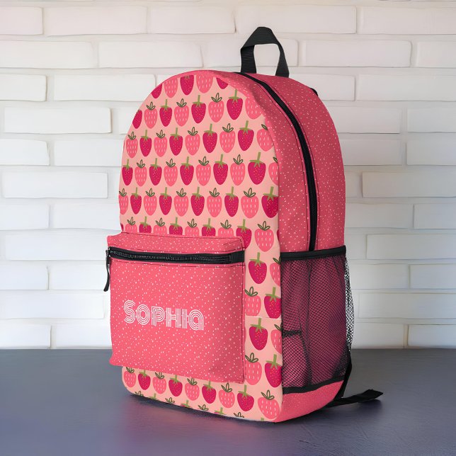 Mochila Impresa Campos de fresa Delight - nombre personalizado (Subido por el creador)