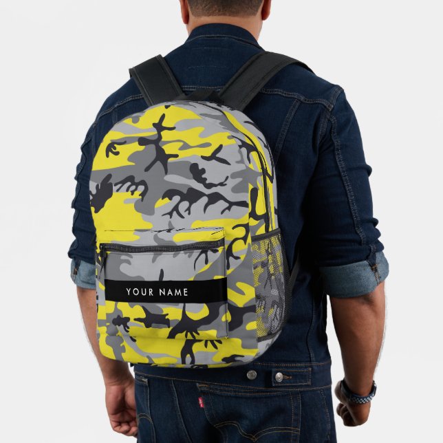 Mochila Impresa Camuflaje amarillo y gris Tu nombre personaliza (Insitu (Modelo))