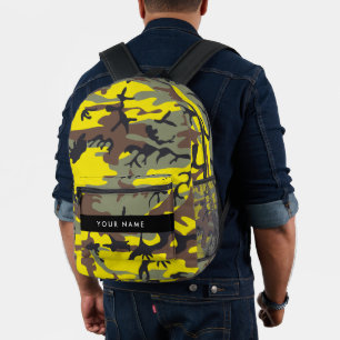 Mochila Impresa Camuflaje Amarillo y Marrón Personaliza tu nombre