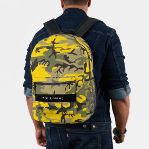 Mochila Impresa Camuflaje Amarillo y Verde Personaliza tu nombre