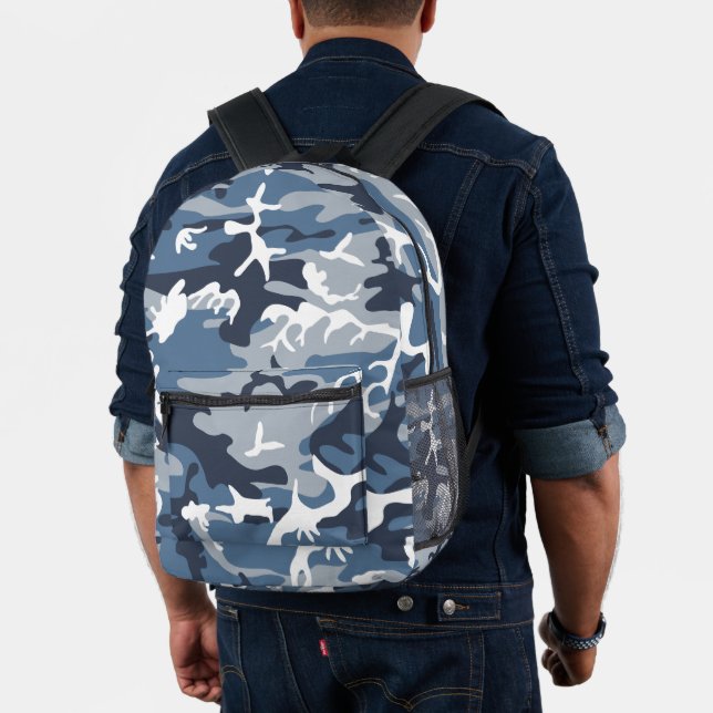 Mochila Impresa Camuflaje azul de nieve en invierno, ejército (Insitu (Modelo))
