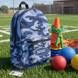 Mochila Impresa Camuflaje Azul para Niños