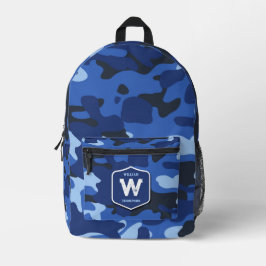 Mochila Impresa Camuflaje Camo Azul Modelo de Ejército Monograma N